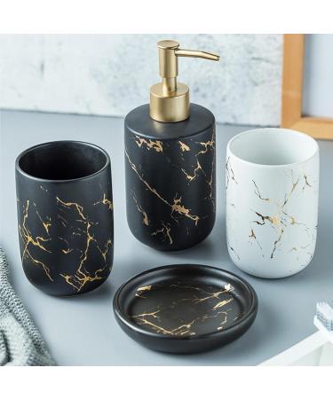 Bathroom Accessories Set of 4 - Lotion Bottle Mouthwash Cups Soap Shell & Toothbrush Holder - Multifunctional White Household Supplies for Toilet - Buy Online on GoSupps.com