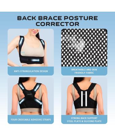 Posture Corrector Back Brace for Men & Women - Adjustable Lightweight Upper Back Support Shoulder Pain Relief Medium Black - Buy Online on GoSupps.com
