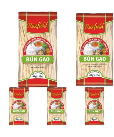 Ricefield Rice Noodles Vermicelli 1.2 mm Bun Gao (1 x 400 g) (Pack of 5) 1 400 g (Pack of 5)
