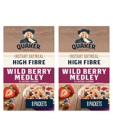 Wild Berry Medley High High Fibre Instant Oatmeal Bundle. Includes (2) Boxes of Wild Berry Medley Flavoured High Fibre Instant Oatmeal (6 packets per box x 38g each) with BIG MAPLE Trivia Cards to Enjoy with your Breakfast or Snack. Whole Grain Canadian O