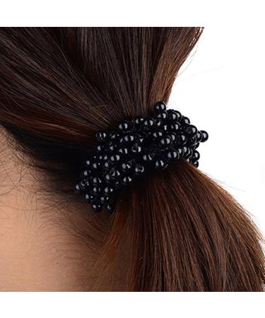 Gemini Mall 3pcs Fashion Women Faux Pearl Hair Scrunchies - Stylish Hair Bands in White Black & Khaki - Buy Online on GoSupps.com