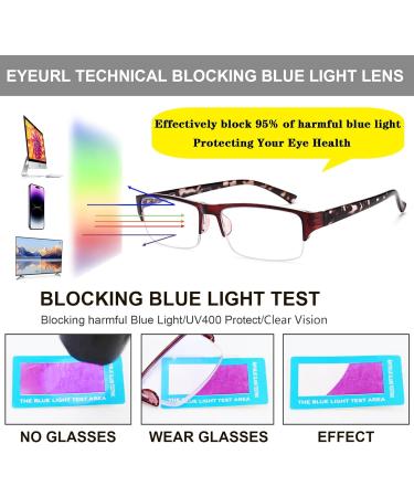 Buy EYEURL 4-Pack Half Frame Blue Light Reading Glasses - Rectangle Semi Rimless Men & Women Eyeglasses with Spring Hinge - 1.75 Magnification - Buy Online on GoSupps.com