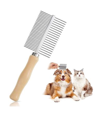 Redreo dog comb catwet dog & cat brush suitable to long hair wooden double ridge with metal rounded teeth pet care comb brush for fleas - Buy Online on GoSupps.com