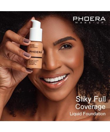 PHOERA Flawless Soft Matte Liquid Foundation - 24 HR Oil Control, Waterproof, Long-Lasting Makeup - 30ml (105 Sand) - Buy Online on GoSupps.com