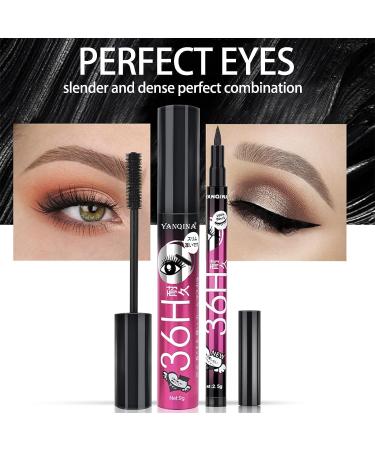 Benuomi 4D Silk Fiber Lash Mascara & Waterproof Eyeliner Set - Long Lasting, Thickening, Lengthening Formula - 2pcs Makeup Kit for Durable Waterproof Eyes - 2 IN 1-B - Buy Online on GoSupps.com