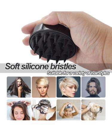 Soft Silicone Scalp Massager & Shampoo Brush for Hair Growth - Exfoliating Hair Wash Scrubber for Men Women & Pets (Black) - Buy Online on GoSupps.com