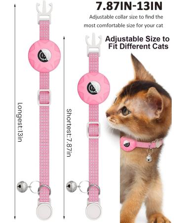 Airtag Cat Neck Band | Reflective Kitten Collar with Holder & Bell | Luminous Pink Tracker for Young Cats - Buy Online on GoSupps.com