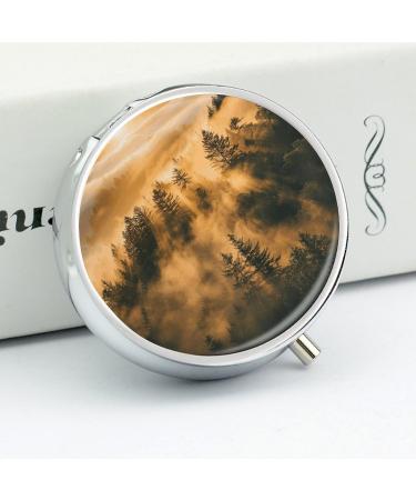 Portable 3-Compartment Pill Box with Pine Trees | Travel Pill Organizer for Purse & Pocket | Small Medicine Case - Buy Online on GoSupps.com