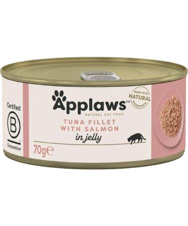 Applaws Natural Wet Adult Cat Food - Tuna Fillet & Salmon in Jelly 70g Can (Pack of 24) | Premium Cat Nutrition - Buy Online on GoSupps.com