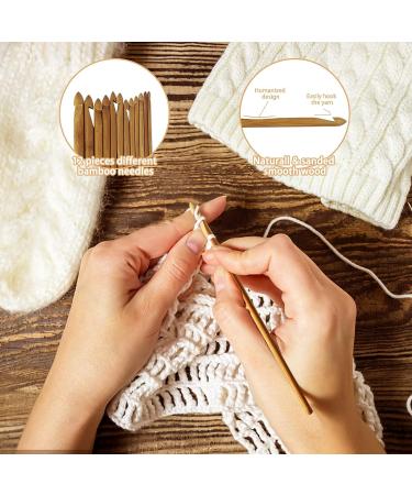 UNAYMIDY Wooden Yarn Bowl with 12 Crochet Hooks - Large 6.7 Brown Knitting Holder Dispenser for Crocheting - Buy Online on GoSupps.com