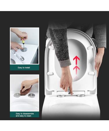 Toilet Seats Soft Close White Loo Lid Quick Release Easy to Clean Bathroom Lid Square Toilet Seats 04D-PP Material (Width 36 Length 44-47) D Little Surprise - Buy Online on GoSupps.com