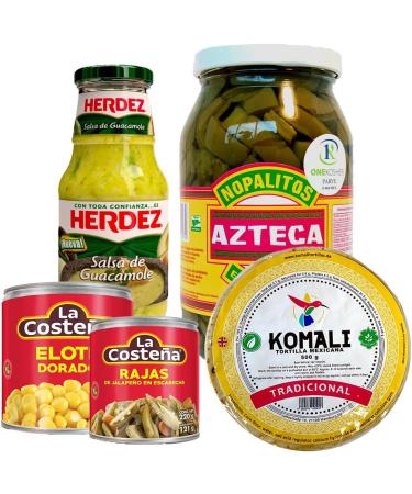 Cactus Taco Kit/Mexican Tacos Kit with Pickled Cactus Strips Tortilla Wraps Sliced Canned Chillies Sweetcorn and Salsa Verde with Avocado - Buy Online on GoSupps.com