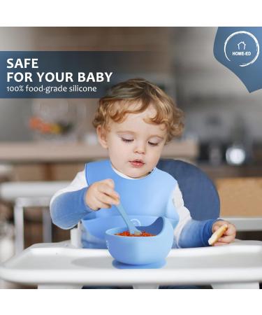 Home-Ed Baby Weaning Set: 9-Piece Baby Food Set with Suction Bowl, Plates, Spoon, and Bibs - Blue - Buy Online on GoSupps.com