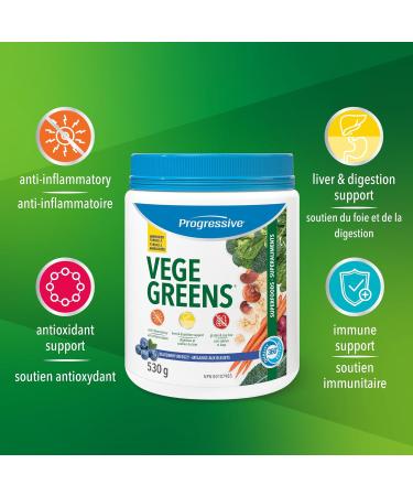 Progressive Vegegreens Blueberry Medley Flavour 530 g Anti-Inflammatory plus Liver & Digestion Support & Multivitamin for Active Men 120 Count With Ashwagandha & Siberian Ginseng - Buy Online on GoSupps.com