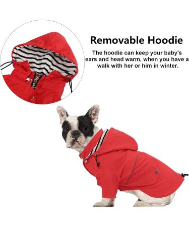 Buy Minezi Waterproof Dog Coat with Zipper & Reflective Buttons | Adjustable Strap & Removable Hood - Large Red (Chest 60-69cm) - Perfect for International Shipping! - Buy Online on GoSupps.com