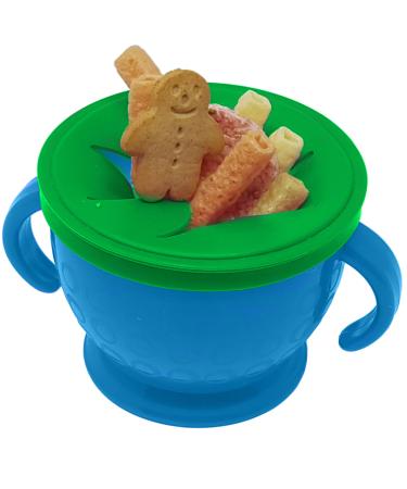 BaBy Laughs Dragonfly Blue No Spill Snack Container Cup Toddler and Baby Snack Pot Snack Catcher with Snack Spinner Durable Snack Cup for Kids BPA-Free Portable Ideal for Travel