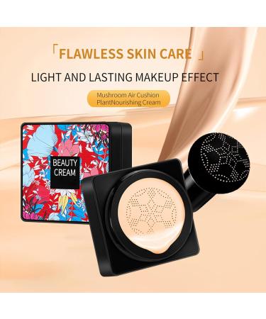 Mushroom Head Air Cushion CC Cream BB Foundation | Moisturizing Concealer Lasting Makeup | Brightening Pigment Liquid Foundation Cushion (Natural) - Buy Online on GoSupps.com