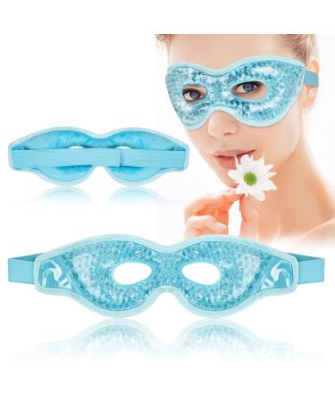 Doryum Cooling Eye Mask Reusable Gel Eye Mask with Eye Holes Heat Cold Compress Pack Eye Spa Pad Cold Therapy Gel Bead Eye Mask for Puffy Eyes Dry Eyes Headaches Migraines Dark Circles Sinus