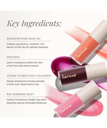 Karuna Skin - Tinted Lip Oil Soothing & Moisturizing Lip Products with Peptides Antioxidants Hydrating Flattering Vegan Lip Tint Pause 4.8 mL/0.16 fl. oz - Buy Online on GoSupps.com