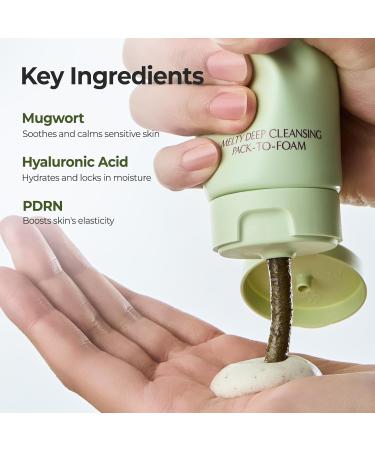 Laka Melty Mugwort Cleansing Face Mask 120ml/4.05 fl.oz Pack to Foam Formula with Mochi Texture Facial Cleanser for Pores Blackheads Whiteheads Korean Skincare - Buy Online on GoSupps.com