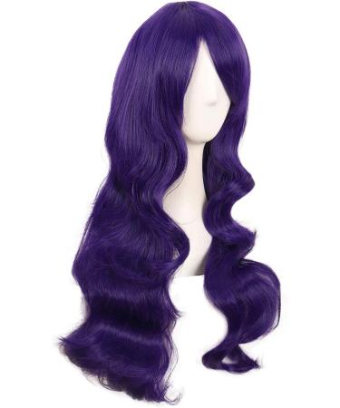 MapofBeauty 28 Charming Women Long Curly Synthetic Wig with Side Bangs in Dark Purple - Buy Online on GoSupps.com