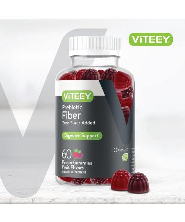 Viteey Fiber Prebiotic Gummies - Vegan Dietary Supplement for Digestive Health & Weight Support - Fruit Flavored Pectin Gummy for Adults, Teens & Kids - Buy Online on GoSupps.com