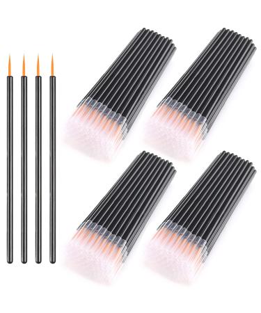 Akstore 200 PCS Disposable Eyeliner Brush Mascara Brushes Eye Wands Applicator Makeup Brush Tool Kits (Black-200PCS)