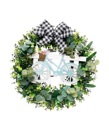 Zerodeko 1pc Artificial Garland House Ornaments Artificiales Para Easter Decoration Artificial Olive Wreath Plant Decorations Door Wreath with Bowknot Easter Wreath Household Wooden Boxwood