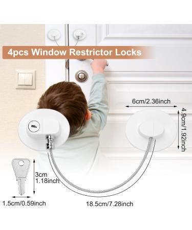 Sunallwell Window Safety Locks - Pack of 4 Childproof Window Restrictors with Key for UPVC, Fridge, Cupboard - No Drilling Required - Buy Online on GoSupps.com