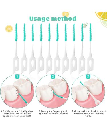100 Pcs Dual-Use Interdental Silicone Dental Brushes - Green Tooth Floss Picks for Braces and Oral Cleaning - Buy Online on GoSupps.com
