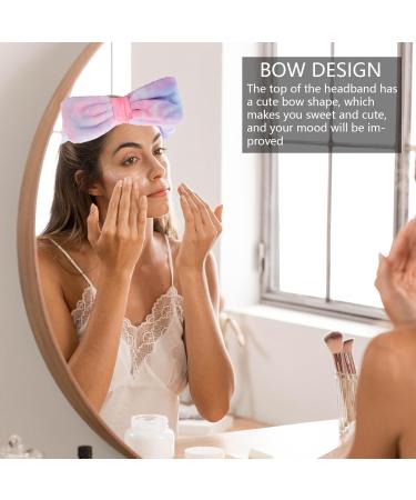 spa headband three-piece headband for washing face face wash headband makeup headband skincare headband face wash bow headband (Gradient Purple Pink and White) - Buy Online on GoSupps.com