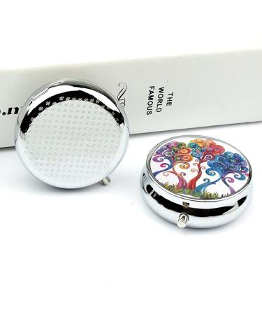 Travel Pill Box - 3 Compartment Portable Organizer with Three Trees Design | Compact Medicine Case for Purse & Pocket - Buy Online on GoSupps.com