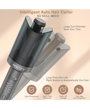 Pretfy Automatic Curling Iron - 1 Inch Ceramic Ionic Auto Hair Curler with LCD Display 4 Temperature Settings Anti-Scald & Auto Shut-Off - Fast Heating for Effortless Hair Styling - Buy Online on GoSupps.com