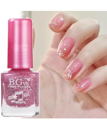 Glitter Nail Polish Pink Nail Varnish Shimmering Sparkly Shine Quick Dry Nail Polish Long Lasting Nail Polish Natural Oil Based No Need Cure Nail Polish Nail Art for Girls Women DIY at Home