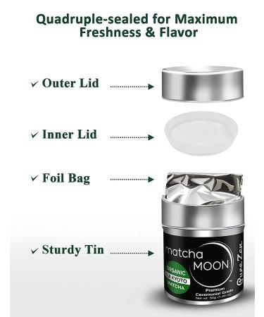 Matcha Moon - Organic Ceremonial Grade Japanese Matcha Green Tea Powder from Uji Kyoto Japan - USDA Certified - 30g Tin - Pure Zen - Buy Online on GoSupps.com