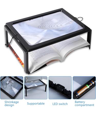 3X Magnifying Glass with LED Light for Reading Page Magnifier for Reading Full Page Rectangle Lighted Magnifier Large Viewing Area for Low Vision Person and Seniors - Buy Online on GoSupps.com