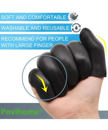 Povihome Black Finger Protectors - Pack of 10 Moisturizing Finger Cots for Cracked Fingers - Elastic Thumb and Finger Covers for Pain Relief - Buy Online on GoSupps.com