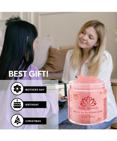 Organic Rose & Sea Buckthorn Face & Body Scrub - Natural Exfoliating Scrub for Soft Skin Essential Oil Infused Moisturizer for Women & Men Removes Blackheads & Acne - Buy Online on GoSupps.com
