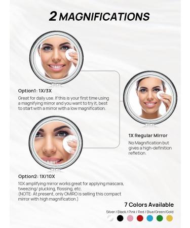 OMIRO 1X/10X Magnifying Compact Mirror with PU Leather - Ultra-Portable for Purses and Travel - Round Black - Buy Online on GoSupps.com