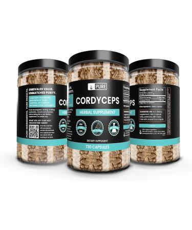 PURE ORIGINAL INGREDIENTS Cordyceps (730 Capsules) No Magnesium Or Rice Fillers Always Pure Lab Verified 730 Count (Pack of 1) - Buy Online on GoSupps.com