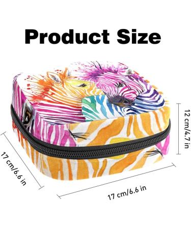 Colorful Watercolor Zebra Women's Napkin Storage Bag - Portable Period Pocket for Teens & Girls - Menstrual Cup & Breastfeeding Insert Holder - Buy Online on GoSupps.com
