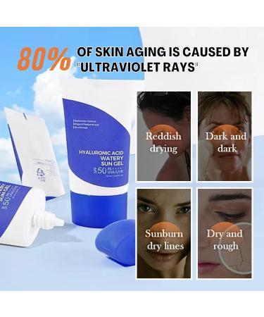 Hyaluronic Acid Korean Sunscreen SPF50++++ Sun Cream SPF50+ PA++++ SPF 50 Face Moisturiser Moisturizing Suncream Hyaluronic Acid Watery Sun Gel No Whitecast Reef-safe 50ml 1 - Buy Online on GoSupps.com