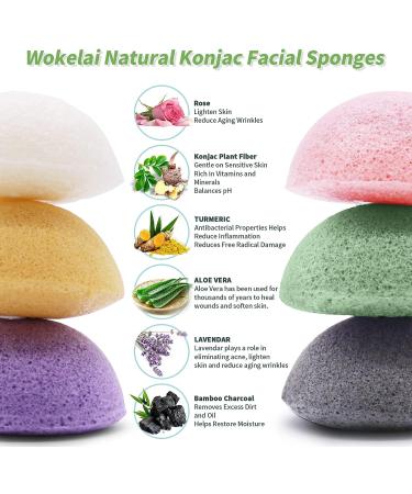 Organic Konjac Facial Sponges for Cleansing and Exfoliating - 6 Pack Konjac Face Sponge for Face and Body, Natural Cleaning Puff Scrubber for Shower, Bath, and Spa - Men, Women, Babies - Buy Online on GoSupps.com