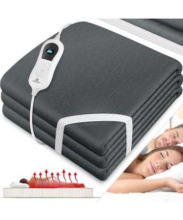 Kesser double heat under bed 160x140cm with automatic switch-off 2 temperature zones remote control |Heating blanket with 3 temperature levels |Heat bed pad for the bed |Heated ceiling made of soft fleece 160x140cm anthracite - without pattern