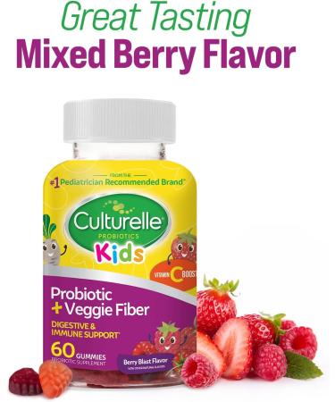 Culturelle Kids Probiotic + Prebiotic Gummies with Vitamin C | Digestive & Immune Support | Gluten-Free Mixed Berry Flavor | 60 Count - Buy Online on GoSupps.com