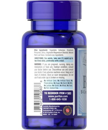 Puritan's Pride Vitamin B-50 Complex 100 Count Caplets - Buy Online on GoSupps.com