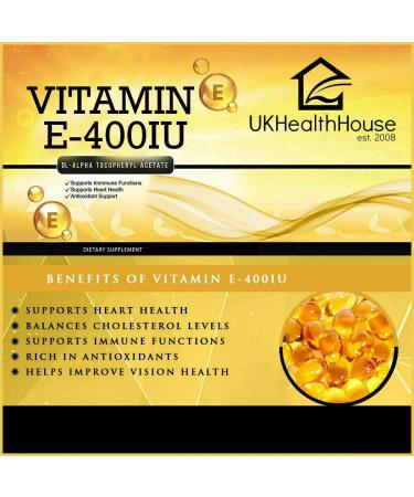 Vitamin E 400 IU Capsules x 60 - Natural Anti-Oxidant for Tissue Support - Gluten and Dairy Free - Skin Health - 60 Count - Buy Online on GoSupps.com