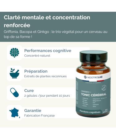 Nootropique M moire et Concentration | Compl ment Alimentaire Cerveau | Focus Clart Mentale & nergie | Bacopa | Griffonia | Ginkgo | Th vert | Vitamines B C D min raux - Buy Online on GoSupps.com