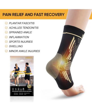Ankle Support Brace - Copper Compression Bandage for Plantar Fasciitis & Achilles Pain Relief | 2 Pieces Ideal for Running & Sports - Buy Online on GoSupps.com