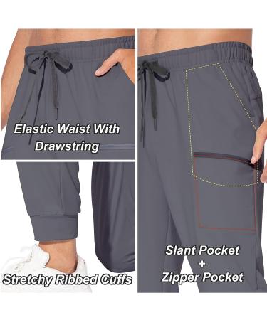 Maroaut Men's Lightweight Joggers Sweatpants - Dark Grey Large | Zipper Pockets, Gym Workout Pants for Running Track Athletic Casual - Buy Online on GoSupps.com